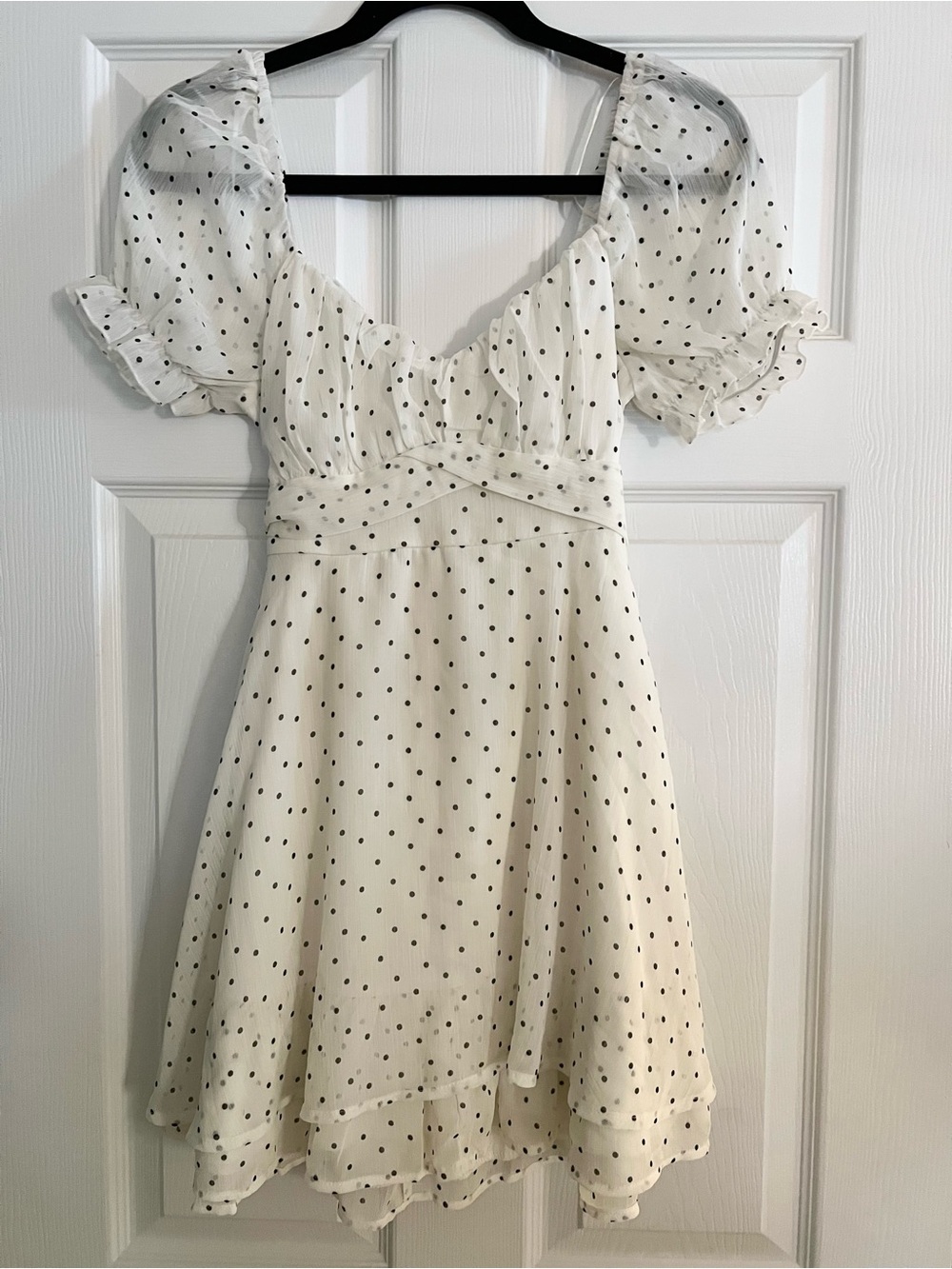 Sweetheart Polka Dot Mini Dress - White/Black